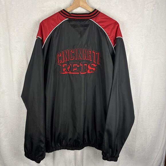 MLB Cincinnati Reds Pullover Windbreaker Jacket V-Neck Size 2XL Red Black - Picture 4 of 6